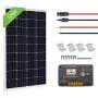 ECO-WORTHY 120 Watts 12 Volts Solar Starter Kit: 120W Monocrystalline Solar Panel + 20A PWM Charge Controller + Z Brackets + 16ft Solar Cable with Connector