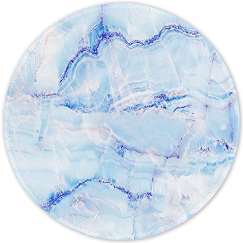 ITNRSIIET [20% Larger] Mouse Pad with Stitched Edge Premium-Textured Mouse Mat Waterproof Non-Slip Rubber Base Round Mousepad for Laptop PC Office 8.7×8.7×0.12 inches, Blue Art Marbling