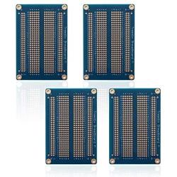 Treedix 4 pcs Universal Board Solderable BreadBoard PCB Prototype Shield Board Double Sided Tinned Gold Plated Holes Compatible with Arduino Kit Raspberry Pi Shield Prototyping and Testing (Mode 2)