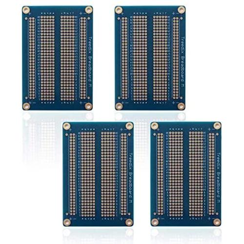 Treedix 4 pcs Universal Board Solderable BreadBoard PCB Prototype Shield Board Double Sided Tinned Gold Plated Holes Compatible with Arduino Kit Raspberry Pi Shield Prototyping and Testing (Mode 2)