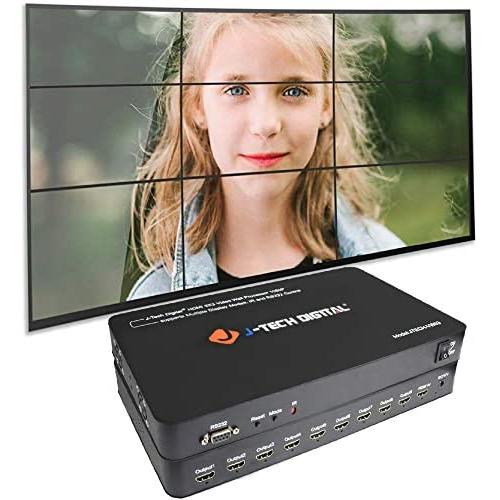 HDMI 3X3 Video Wall Controller from J-Tech Digital Supports 1080P with 13+ Display Modes, IR and RS232 Control from