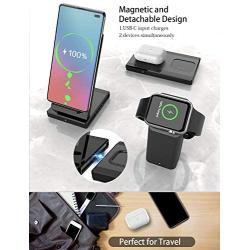 MANKIW Wireless Charging Station 3 in 1 Fast Charging Station for Apple iWatch AirPods Pro, Wireless Charging Stand Compatible for iPhone 11/11Pro/11Pro Max/XR/Xs/Xs Max/X/8/8Plus(Black)