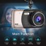 Dash Cam Front and Rear WZTO Backup Camera Dashboard Camera 170°Wide Angle Car DVR with 4 LCD Screen Dual Dash Cam with Night Vision WDR G-Sensor Parking Monitor Loop Recording Motion Detection