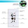 Wireless BT Receiver Wall Mount - 100W In-Wall Audio Control Receiver w/ Built-in Amplifier, USB/Microphone/Aux (3.5mm) Inputs, Speaker Terminal Block, Connect 2 Speakers, White - Pyle PWA15BT