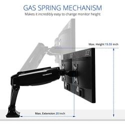 Loctek Dual Monitor Mount D5D, Full Motion Adjustable Gas Spring Desk mounts for 10-27 inches Screens, Clamp or Grommet Desktop Support