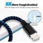 DANTENG Mfi Certified Nylon Braided 3Pack 10FT Lightning Cable Fast Charging Syncing Long Cord Compatible iPhone 12/11Pro Max/11/XR/X/8/7/6/5 and More - 2021 Upgraded
