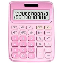 BREIS Calculator,Standard Function Desktop Electronic Calculators 12 Digit Large LCD Display and Big Button for Daily Basic Office (Pink)