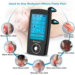 Tens Unit Muscle Stimulator 16 Massage Mode, Rechargeable Tens EMS Unit Machine Electric Pulse Massager with 10 Pads for Pain Relief, Body Building, Neck, Shoulder, Back, Leg, Sciatica Pain Relief