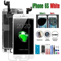 for iPhone 6S Screen Replacement White, Drscreen LCD Touch Digitizer Complete Display for A1633, A1688, A1700,with Proximity Sensor Ear Speaker Front Camera Screen Protector + Repair Tool