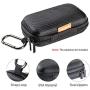 GLCON Rectangle Shaped Portable Protection Hard EVA Case,Mesh Inner Pocket,Zipper Enclosure Durable Exterior,Lightweight Universal Carrying Bag Wired/Bluetooth Headset Charger Change Purse (Black)
