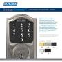 Schlage Connect Smart Deadbolt with Camelot trim in Satin Nickel, Zigbee Certified - BE468GBAK CAM 619