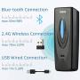 THARO M5 1D Portable Bluetooth Barcode Scanner,USB Wired/2.4G Wireless/Bluetooth Compatible with Windows, Mac,Android, iOS Phones, Tablets and Computers (Black)
