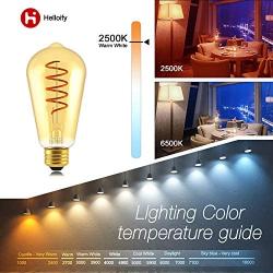 40W Equivalent Dimmable ST64(ST19) LED Flexible Spiral Filiment Edison Lights Bulbs, Vintage Amber Glass LED Reading/Bedroom/Bar Lighting, Warm White 2000K, E26, 4 Pack