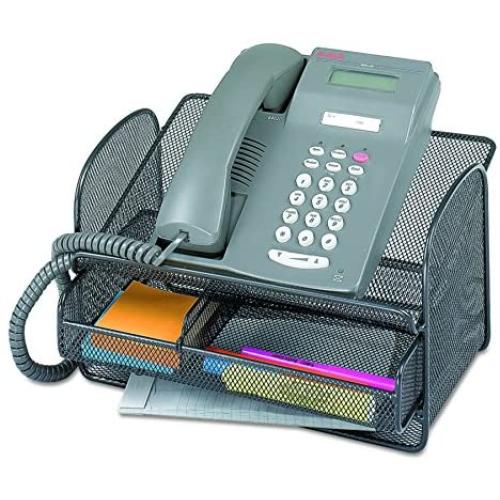 Safco Products 2160BL Onyx Mesh Telephone Stand With Drawer, Black