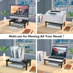 6 Pack Monitor Stand Riser, 3 Height Adjustable Monitor Stand with Pen Holder, Ergonomic Metal Laptop Stand with Cable Management, Great Computer Stand for Laptop, iMac, PC, Printer, 14.5 in, Black