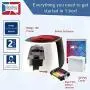 Badgy100 Color Plastic ID Card Printer with Complete Supplies Package with Bodno ID Software - Silver Edition