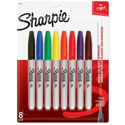 Sharpie Permanent Markers, Fine Point, 8 Pack, Assorted Colors (30217PP)