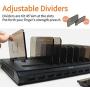 Alxum iPad Charging Station, 108W 10 Port Phone Docking Station & Organizer with Adjustable Dividers and Smart IC, Multi Devices USB Charger Dock for iPhone, Samsung Galaxy, Cell Phone, Apple, Tablet