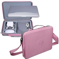 Smatree Hard Shell Carrying Case Compatible for 13.3 inch MacBook Pro/MacBook Air 2020 2019 2018 2017/12.9 inch iPad Pro/ 12 inch MacBook/Surface Pro X/7/6/5/4, Laptop and Tablet Shoulder Bag (Pink)