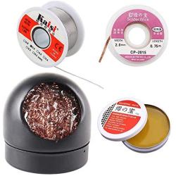 4-in-1 welding tool set, soldering iron tip cleaner + 0.6mm solder wire (1.76 oz / 50 g) + Rosin Solder Flux Paste (0.35 oz / 10 g), no-clean soldering core (2.0mm, 29.5 inches)