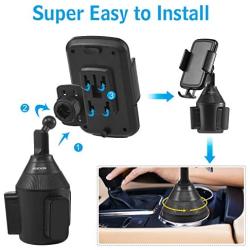 Car Cup Holder Phone Mount, Automobile Cradles Universal Cell Phone Holder Compatible with iPhone 11 Pro/XS/Max/XR/8 Plus /7 /6s Samsung Galaxy S20+/S10/Note 20/ 10(Black)