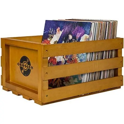 Crosley AC1004A-AC Record Storage Crate Holds up to 75 Albums, Acorn Crosley AC1004A-AC Record Storage Crate Holds up to 75 Albums, Acorn