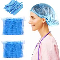 200PCS Hair Caps for Hospital Salon Spa Catering Disposable Bouffant (Hair Net) Caps, Hair Head Cover Net Non-Woven Elastic Hats Rib Bar Cap for Labs, Industry, Food Service