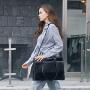 Briefcase for Women Oil Wax Leather Vintage 15.6 Inch Laptop Business Shoulder Bag Black