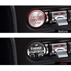 Charminghorse 1 Piece Black Real Carbon Fiber Engine Start Stop Button Cover Decor Sticker for Ford Mustang 2015-2020 Accessories