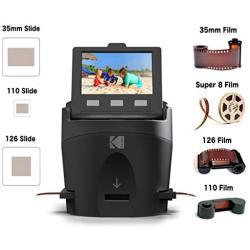 KODAK SCANZA Digital Film & Slide Scanner - Converts 35mm, 126, 110, Super 8 & 8mm Film Negatives & Slides to JPEG - Includes Large Tilt-Up 3.5'' LCD, Easy-Load Film Inserts, Adapters & More