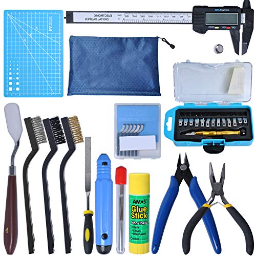 42Pcs 3D Printer Nozzle Removal Cleaning Tool Kit with Pliers, Electronic Digital Caliper, Deburring Tool and Cleaning Brushes for 3D Printing and Cleaning Tool Kit