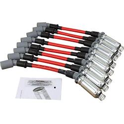 Dragon Fire High Performance 10mm Spark Plug Wires Compatible with 1999-2019 GM Chevy GMC LS1 LS2 LS3 LS6 LS7 Vortec 4.8L 5.3L 6.0L LS1 100 ohm/ft, OE Heat Shield OEM Fit PWJ256