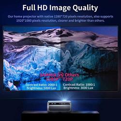 LCD Movie Projector, SAMMIX 5000 Lux 1080P and 200'' Screen Supported Video Projector for Home Theater, Compatible with TV Stick, Laptop, PS4, HDMI, VGA, TF, AV and USB (White)