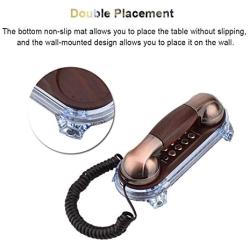 Pomya Corded Phone, Vintage Style Antique Retro Desktop Fixed Phone Wall Mounted Landline Telephone with Light for Home Hotel(Red Bronze)