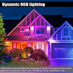 Minpory 60W LED Flood Lights RGB Changing Color Stage Light Indoor 2400LM IP66 Waterproof Dimmable Landscape Outdoor Decoration Security Lights for Garden Christmas Party, 2 Pack