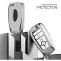 ELOHEI for Ford Key Fob Cover Case, Soft TPU Key Fob Case Protector Holder for 2017 2018 2019 Ford Fusion F150 F250 F350 F450 F550 Edge Explorer Escape Mustang Remote Keyless Entry (Silver)