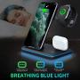 WAITIEE 3 in 1 Wireless Charger,Qi-Certified 15W Fast Charging Station for Apple iWatch Series SE/6/5/4/3/2/1,AirPods, Compatible with iPhone 12/11 Series/XS MAX/XR/XS/X/8/8 Plus/Samsung (Black)
