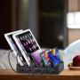 Foldable USB Charging Station Dock - 5-Port - Fast Charger Docking Station for Multiple Devices - Multi Device Charger Organizer - Compatible with Apple iPad iPhone and Android Cell Phone and Tablet