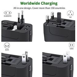 Travel Adapter, Universal International All-in-One Worldwide Travel Adaptor Wall Charger AC Power Plug Adapter Charger with Dual USB Port for USA UK EU AUS