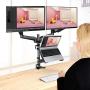 Dual Monitor Stand - Gas Spring Monitor Mount with Laptop Tray Fit Two 13 to 27 Inch Flat Curved Computer Screens and 10 to 17 Inch Notebooks with C Clamp, Grommet Mounting Base