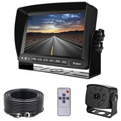Backup Camera Monitor Kit Van, RV, Upgraded 175º Wide View Wired Infrared HD Small Rear View Cam 7 inch Adjustable Monitor Truck, Trailer, Bus, Oversize Vehicles