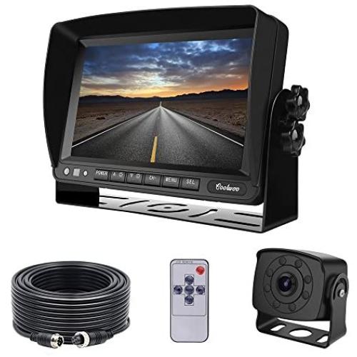 Backup Camera Monitor Kit Van, RV, Upgraded 175º Wide View Wired Infrared HD Small Rear View Cam 7 inch Adjustable Monitor Truck, Trailer, Bus, Oversize Vehicles