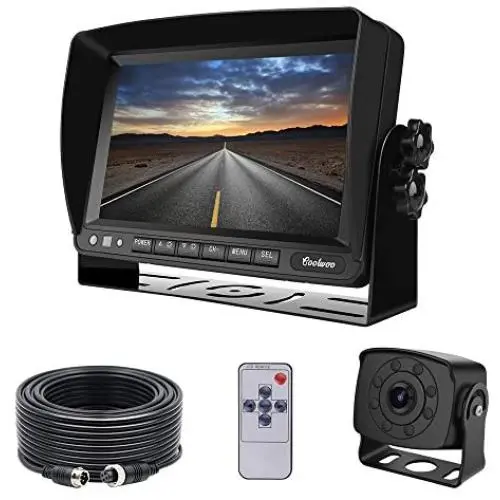 Backup Camera Monitor Kit Van, RV, Upgraded 175º Wide View Wired Infrared HD Small Rear View Cam 7 inch Adjustable Monitor Truck, Trailer, Bus, Oversize Vehicles