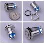 Ulincos Momentary Pushbutton Switch U16B1 1NO Silver Stainless Steel Shell with Blue LED Ring Suitable for 16mm 5/8'' Mounting Hole (Blue)