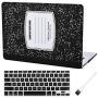 Laptop Hard Case MacBook Air 13 inch Case A1369 A1466 Composition Notebook Cover (Old Version 2010-2017) with Silicone Keyboard Cover and Dust Brush-Notebook-Black