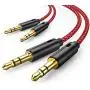 2 Pack AUX Cable, Oldboytech Auxiliary Cable [1.48ft/45CM, Hi-Fi Sound] 3.5mm Nylon Braided AUX Cord for Car Compatible with Stereos, Speaker, iPod iPad, Headphones and More(Red)