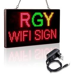 Leadleds RGY Tri-Color Scrolling Message Board WiFi LED Sign, 13''x7'' Portable LED Sign Light Smartphone Programmable, Indoor Use for Storefront, Cafe, Bar, School