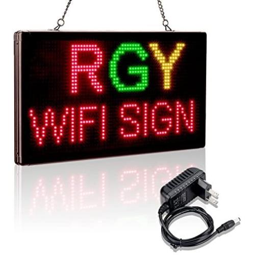 Leadleds RGY Tri-Color Scrolling Message Board WiFi LED Sign, 13''x7'' Portable LED Sign Light Smartphone Programmable, Indoor Use for Storefront, Cafe, Bar, School