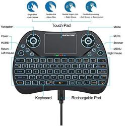 (Newest Version) PONYBRO Backlit Mini Wireless Keyboard with Touchpad Mouse Combo QWERTY Keypad,Rechargeable Handheld Keyboard Remote for Smart TV,Android TV Box,KODI,Raspberry Pi,PC