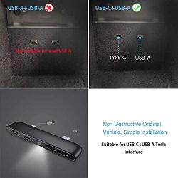 CHNFUWEI Model 3 / Y USB Hub with USB-C and USB-A Connectors, and Multi-Function Include Touch Light, Compatible for Tesla Model 3 / Model Y (Not Fit Tesla Model 3 Produced After 2021 and Not Model Y)